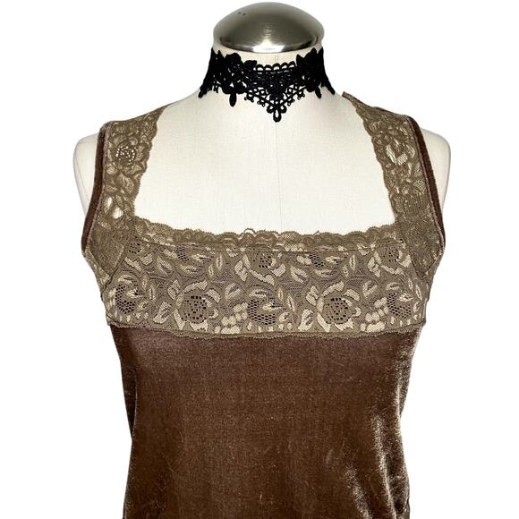 Vtg Y2K Susan Lawrence Brown Velvet Cottage-Core Coquette Blouse - Picture 4 of 11